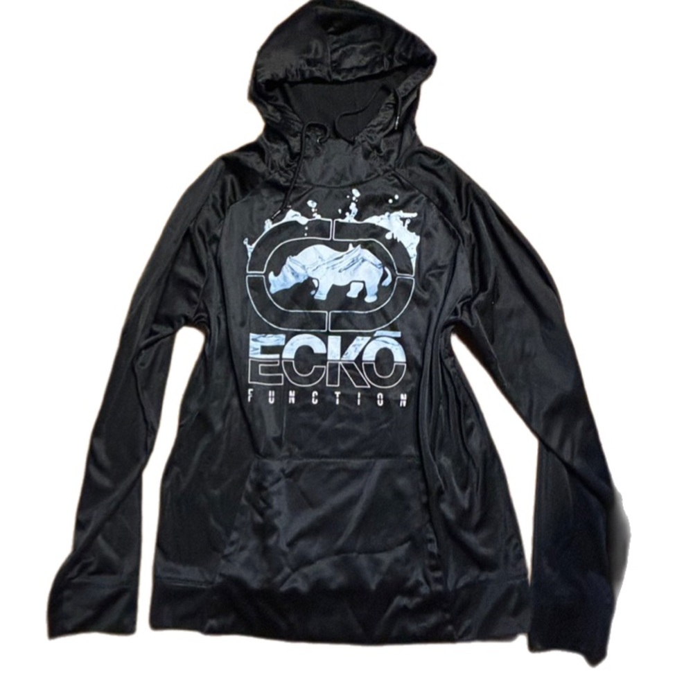 Men’s echo function, black-and-white hoodie, XL